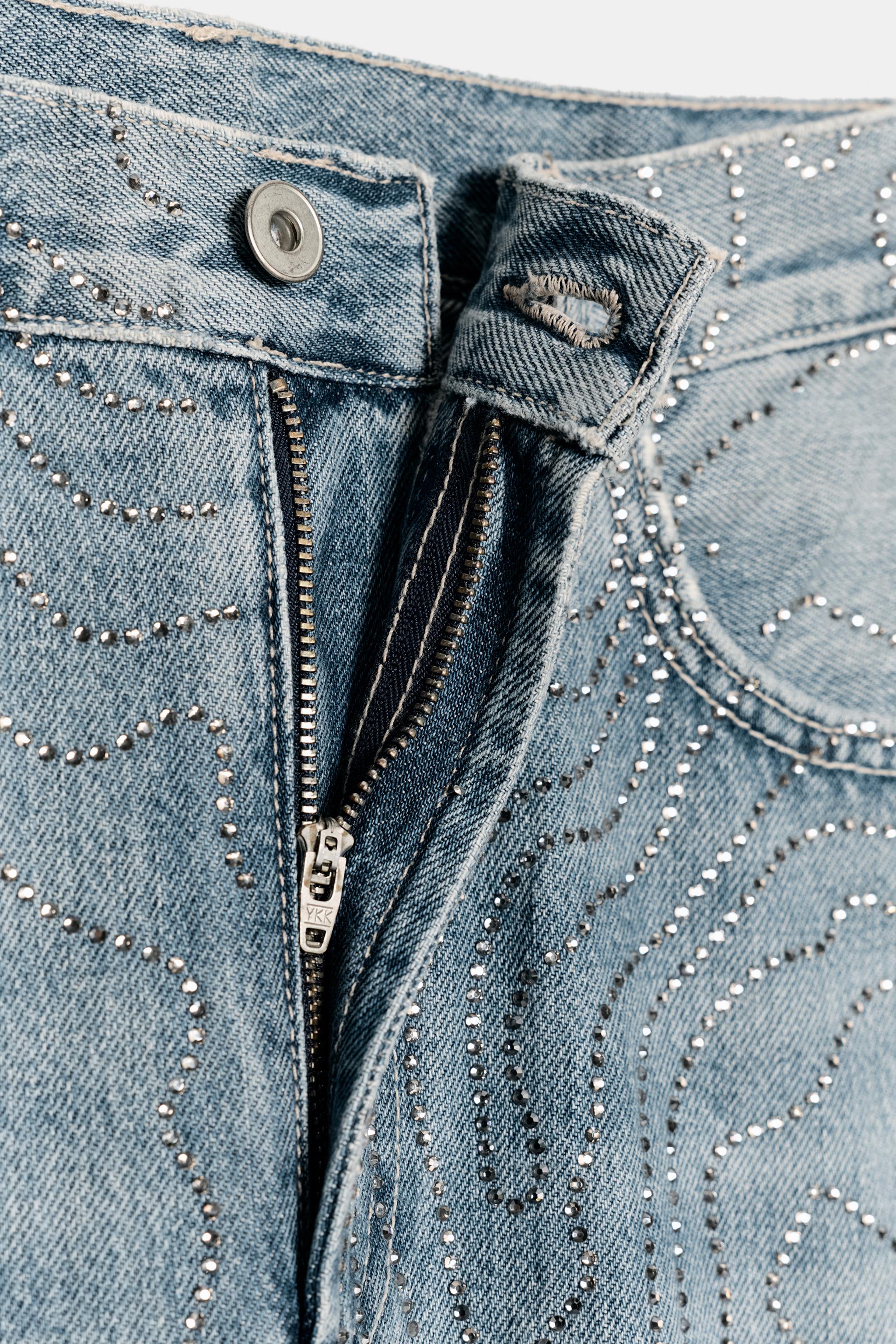 TRF HIGH-WAISTED STRAIGHT SHINY JEANS